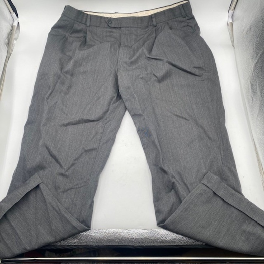 Brooks Brothers Madison Fit Dress Pants Mens 40x30 Grey 100% Wool Pleated Cuffed